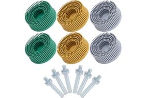 9TH SHOP 2 Inch Bristle Disc, 6 Pieces Bristle Disc Grade 50# 80# 120# with 1/4 Inch Abrasive Coating Removal Disc for Metal