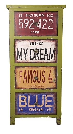Homeelements Vintage Name Boards Chest Of Drawers Multi Colour