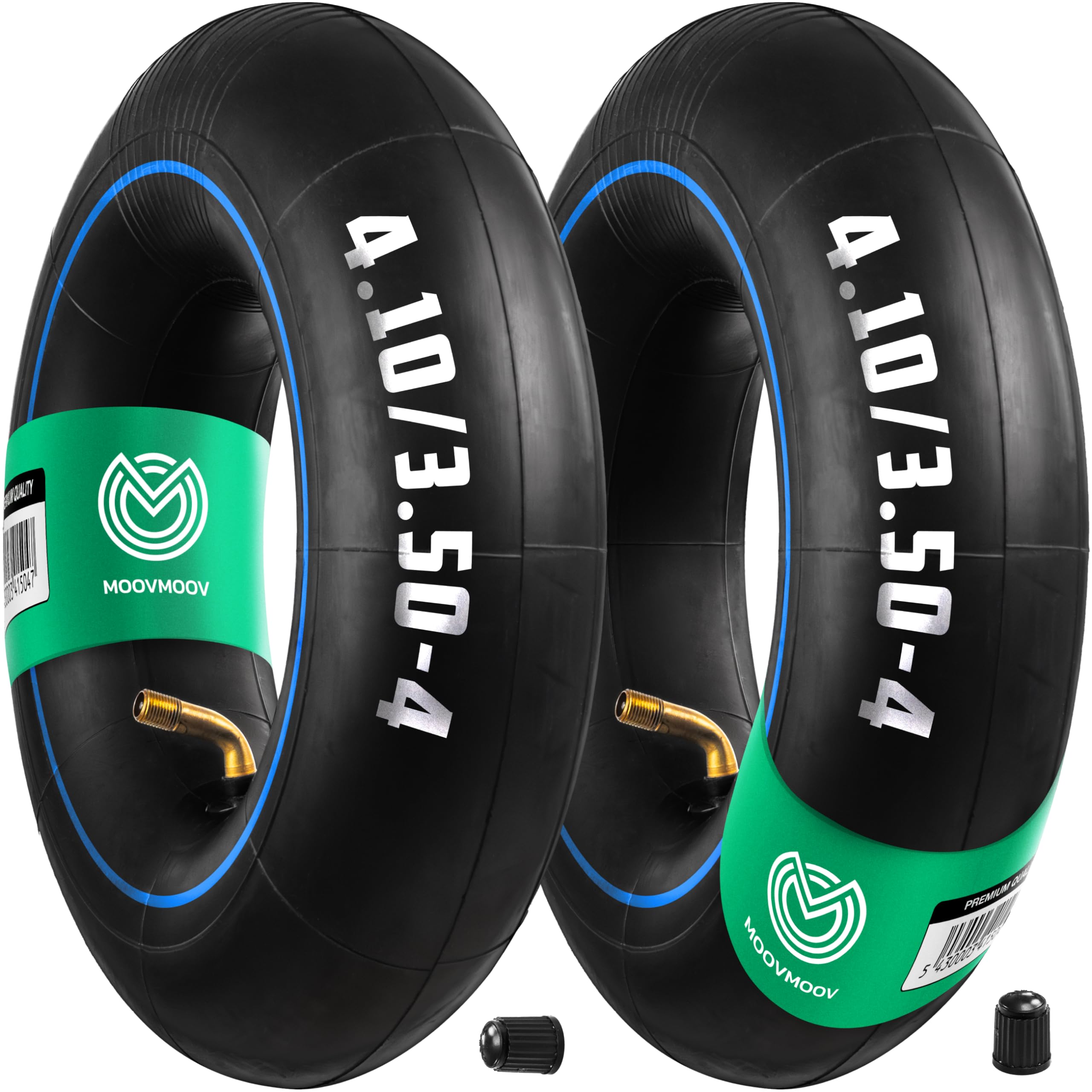MoovMoov 4.10/3.50-4 Inner Tube for Mobility Scooter, Sack Truck and Garden Cart Tyres - 4 Inch Rim - Bent Valve - Pack of 2