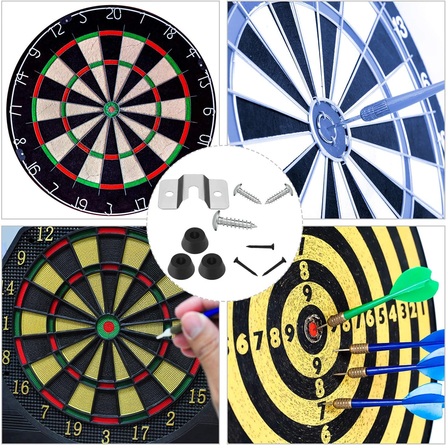 4 Sets Dartboard Mounting Bracket Wall Bracket for Hanging Dartboard Stainless Steel Dart Holder Dart Display Stand Wall Bracket and Screws Hardware Kit Replacement for Mounting Dartboard : Sports & Outdoors