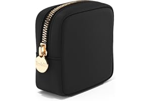 Embla Makeup Bag Travel Cosmetics Pouch and Toiletry Bag, Nylon Zipper Pouch Purse, Cute Make Up Organizer Storage Tote for Women Girls, Waterproof Travel Skincare Case, Small Makeup Bags, Black Noir