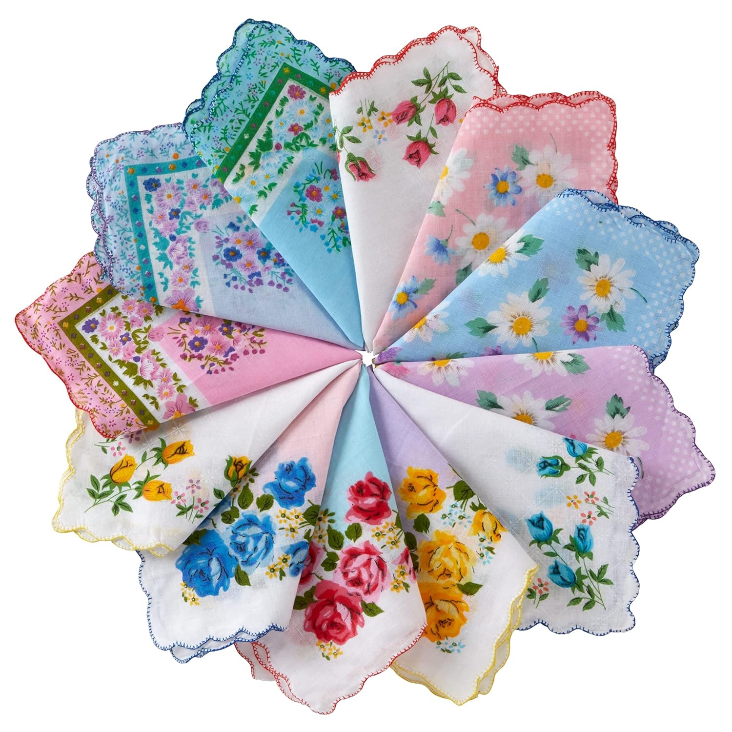 Buy Ghelonadi Women's Cotton Handkerchiefs Different Style Ladies Hankies Colorful Combo
