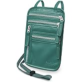 HERO Neck Wallet, RFID Blocking Vegan Leather Passport Holder & Pouch (Sage Green)