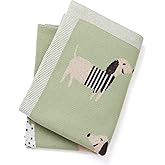 Loyfoky Baby Blanket 100% Cotton Dachshund Puppy Dog Soft Receiving Swaddle Blankets for Newborns Boy Girl Green 40x30in