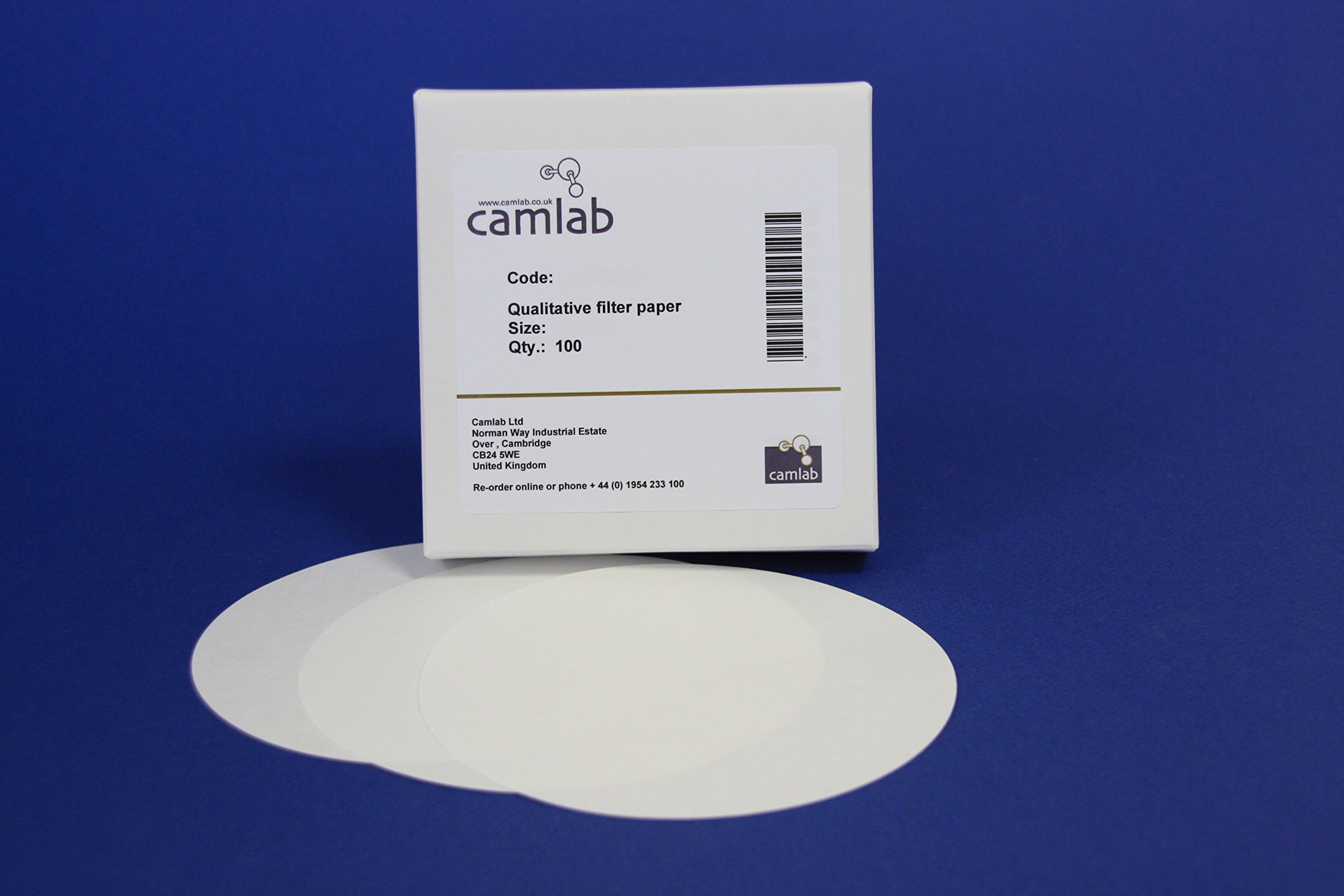 Camlab 1171091 Grade 114 [6] Qualitative Filter Paper, Slow Filtering, 70 mm Diameter (Pack of 100)