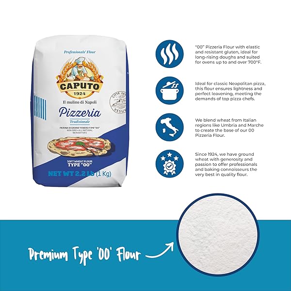 ANTIMO CAPUTO PIZZERIA BLUE 00 ITALIAN FLOUR, ORIGINAL, 2.2 POUND (PACK OF 10)