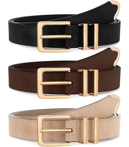 UnFader Pack 3 Women Belts for Jeans Pants, Fashion Gold  display picture 3