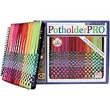 Friendly Loom 10" PRO Size Black Potholder Metal Loom Kit with Bright Rainbow Color Cotton Loops to Make 2 Potholders, Weavin