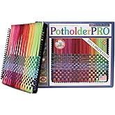 Friendly Loom 10" PRO Size Black Potholder Metal Loom Kit with Bright Rainbow Color Cotton Loops to Make 2 Potholders, Weavin