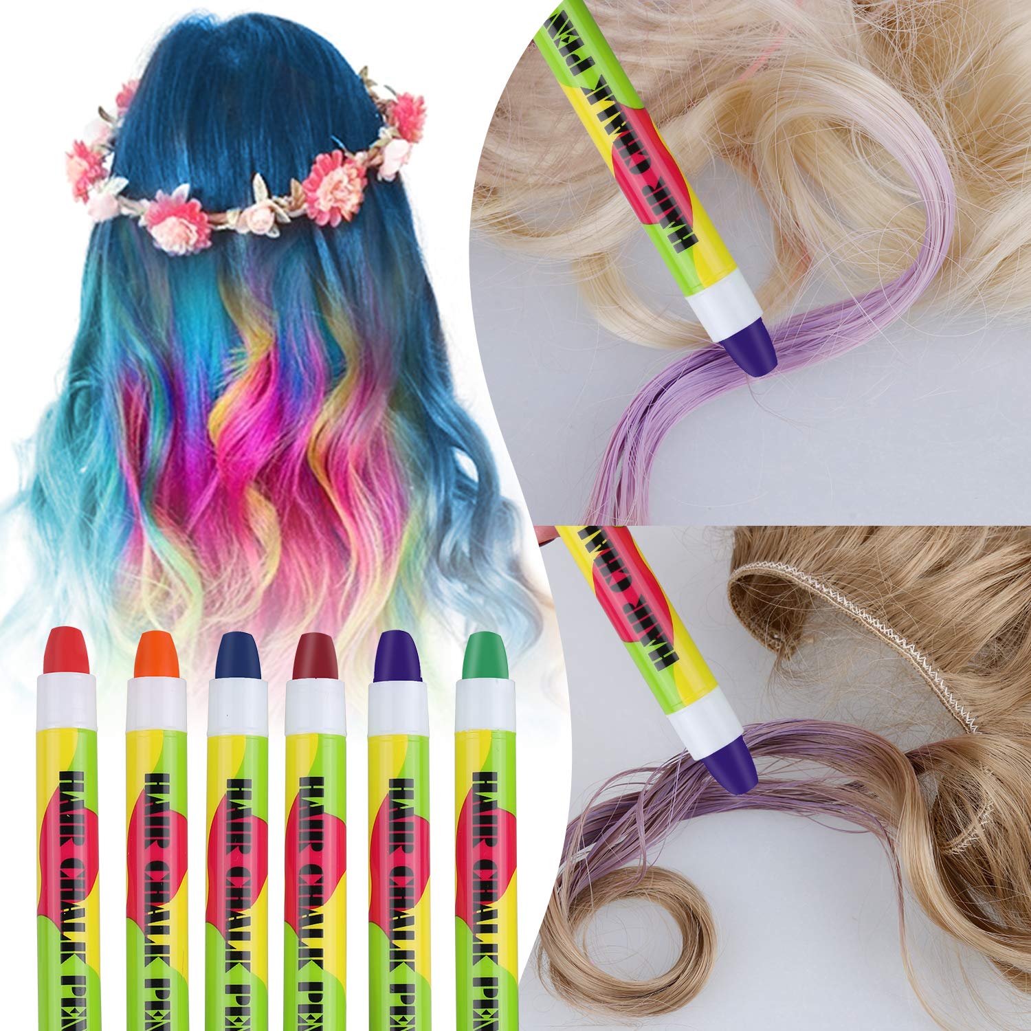 Lictin Face Paint Hair Chalk Pens Kit Carnival Makeup Temporary Kids