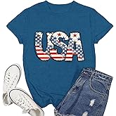 Ascrazy USA Shirt for Women 4th of July Shirts American Flag T-Shirt Patriotic Tee Top