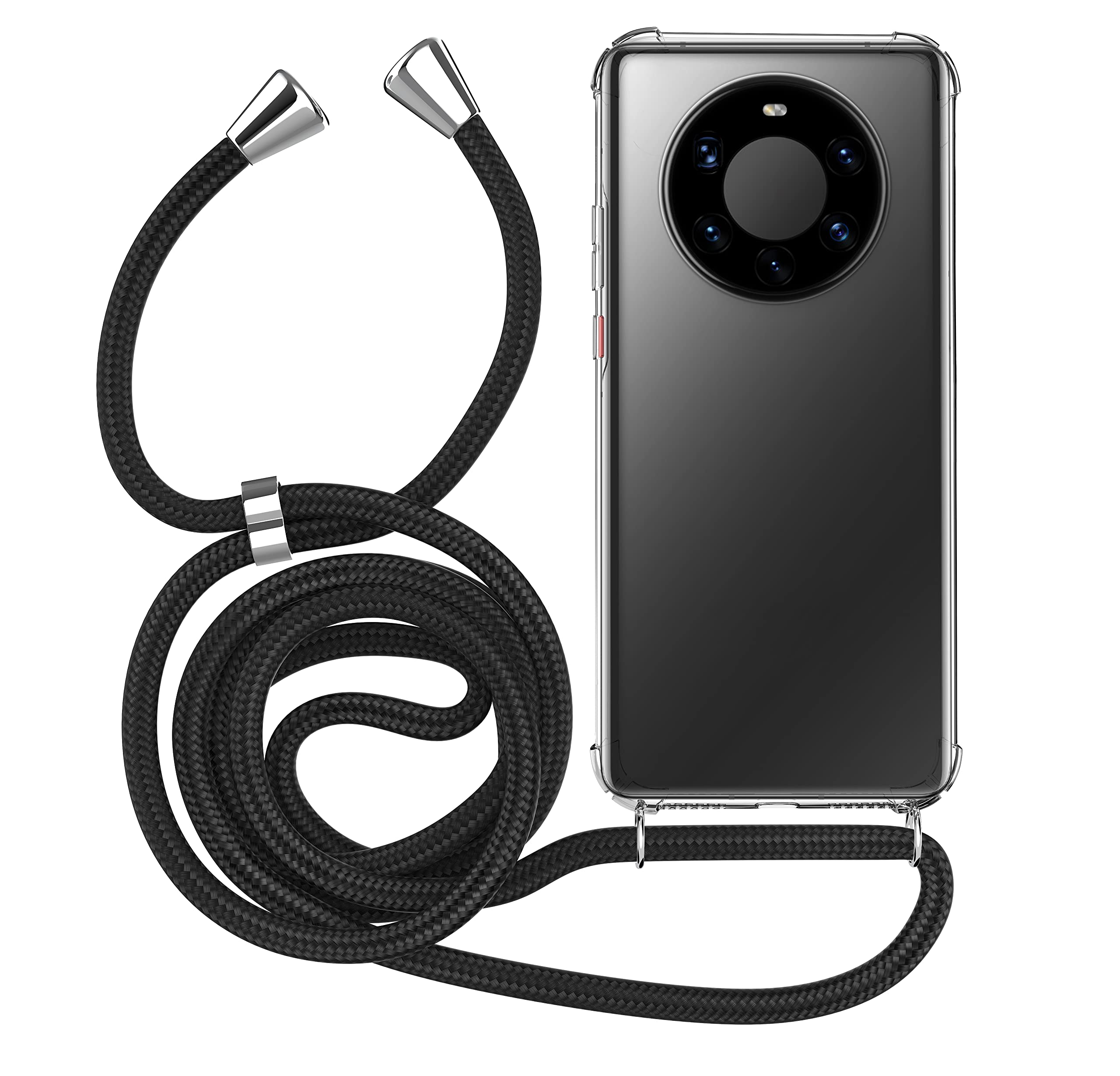 MyGadget Strap Case for Huawei Mate 40 Pro 5G - Crossbody Phone Cover - TPU Silicone Case with Neck Holder - Cord Lanyard Carrier with Rope in Black