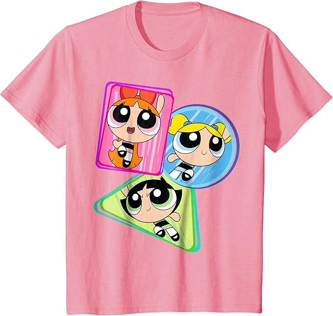 Women’s Powerpuff Girls T-Shirt Blossom Bubbles Buttercup Graphic Tee Retro Cartoon Style Cotton Top