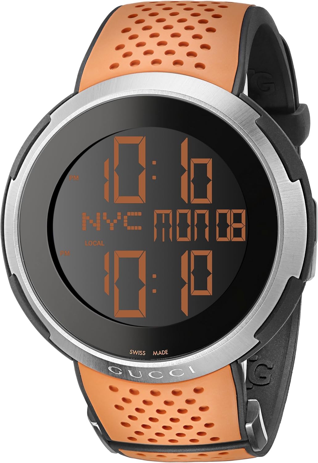 Gucci IGucci Digital Orange Black Rubber Strap Men's Watch