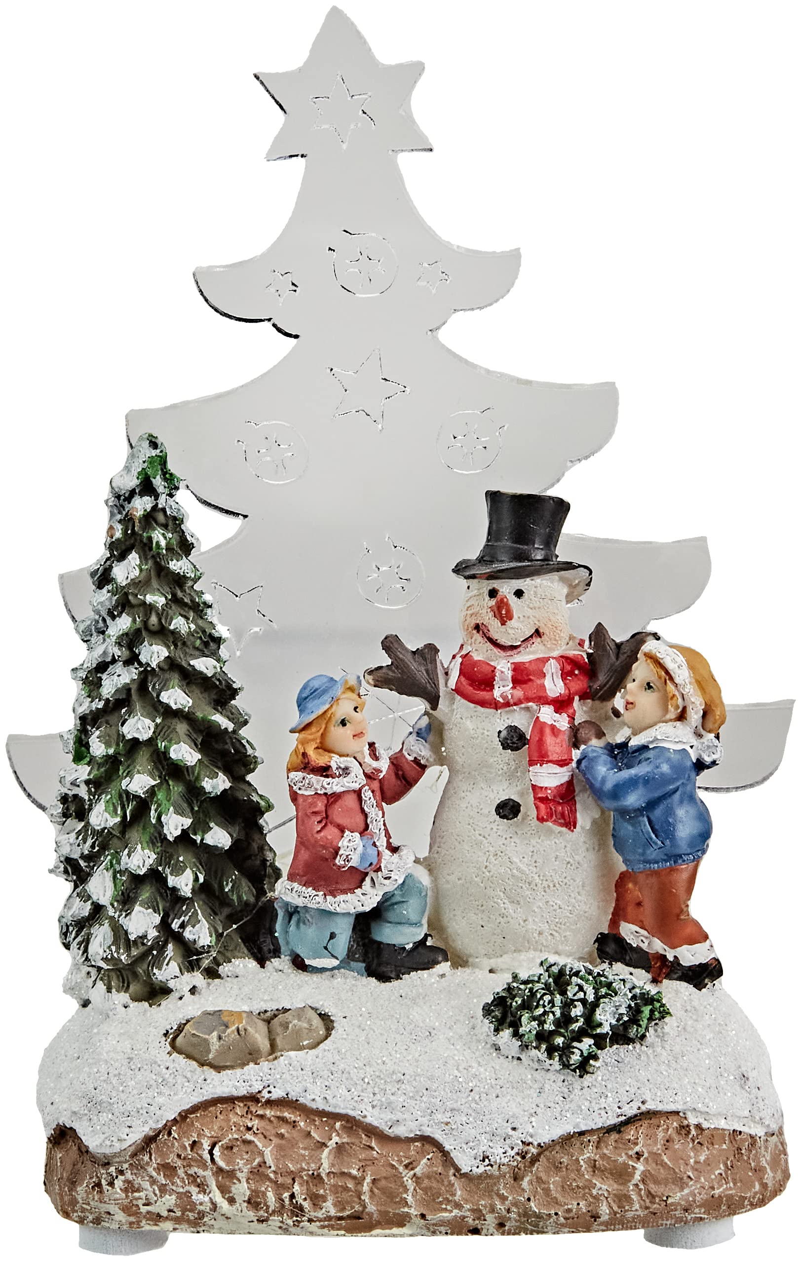 Star LED-Christmas scene Santa with children green LED, ca. 14 x 8 cm, battery operated, four colour box with,