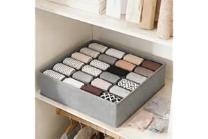 Sock Organizer Drawer Organizer,24 Compartment Foldable Storage,Closet Dividers for Underwear, Socks, Bras, Scarves, Ties, Gr