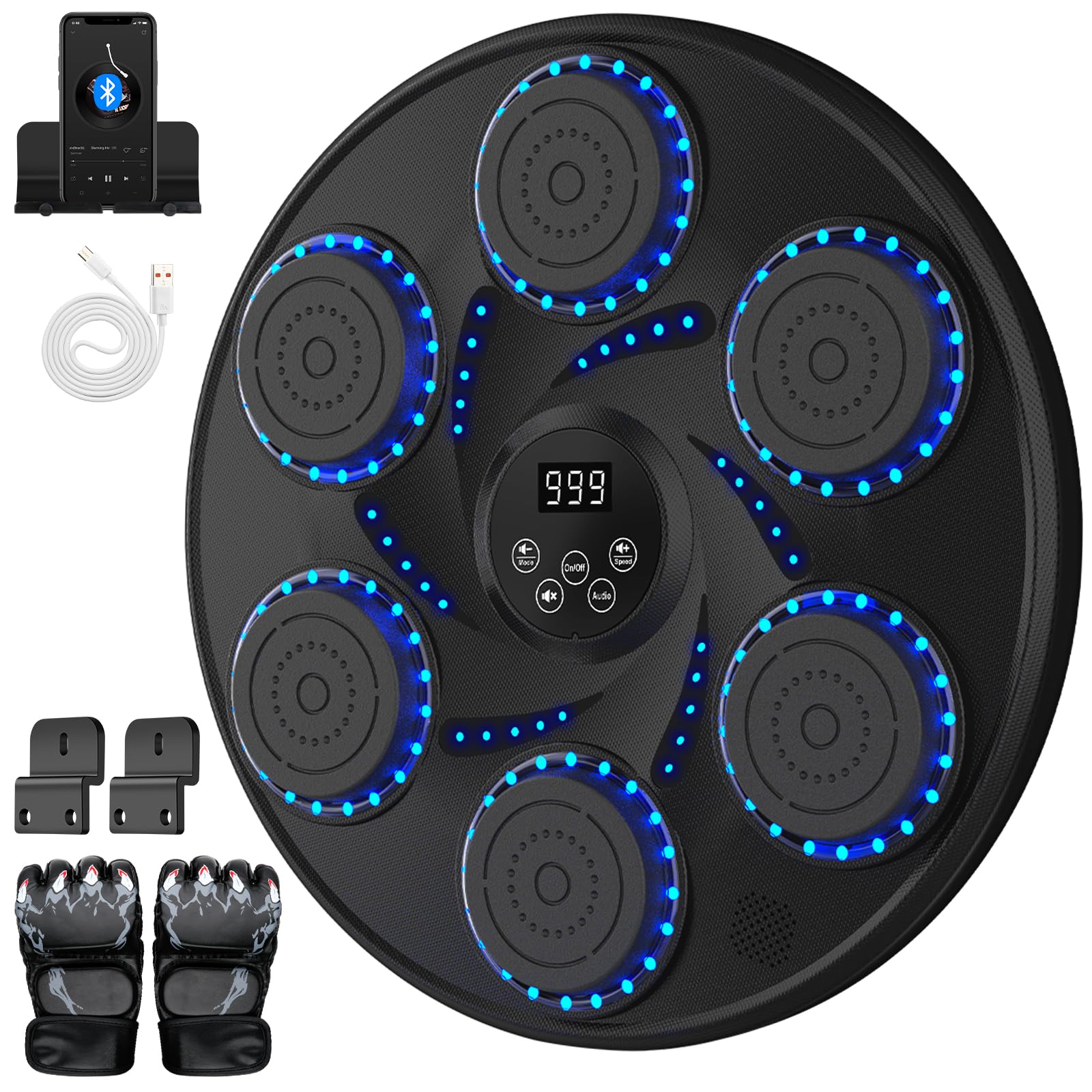 Photo 1 of 2025 New Music Boxing Machine for Adults Kids,Smart Bluetooth Boxing Machine Wall Mounted Music with Boxing Gloves,Music Punching Machine with LED Display Screen for HomeWorkout,Indoor and Gym