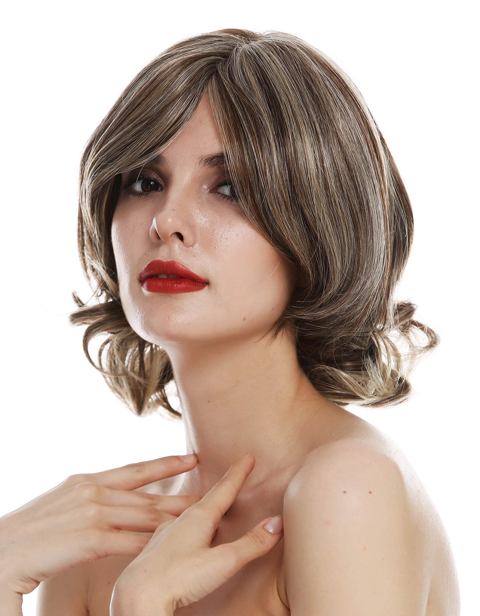 WIG ME UP - TYM-112-MT-CHOCO wig women's wig monofilament short wavy brown blonde highlights