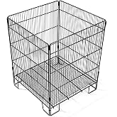 Carbon Steel Wire Dump Bin Storage Rack, 32*24in Height 50lbs Load Capacity | Adjustable height foldable wire basket, tool-free assembly for retail store, home garage &amp; warehouse storage use