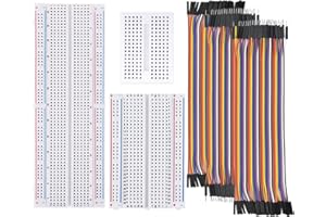 CKANDAY 3 Pcs Solderless Breadboard, 830/400 /170 Tie Points, 120 Pcs Multicolored 8" Dupont Jumper Wire, 40pin M/M F/M F/F, Ribbon Cables Kit for Arduino Projects Proto Shield Electrical Connections Block