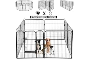 BMS Dog Playpen 8 Panels 40 Inches Dog Pen Extra Large Indoor Outdoor Back or Front Yard Cage Fencing Doggie Rabbit Cats Outside Fences with Door Fence Playpen Heavy Duty Exercise Pen Dog Crate