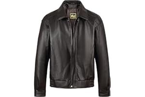 REED Men’s Luxury Leather Bomber Jacket – Genuine Leather American Style with Broad Shoulder Fit