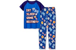 Beezizac Little Big Boys Pajamas Cozy Short Sleeves & Pants Cool 2-Piece PJ Set Kid Sleepwear Size 6-18