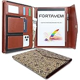 FORTAVEM Embossed Professional Trifold Padfolio with Magnetic Closure – A4 Letter Portfolio Organizer for Business Meetings, Interviews & Presentations, Document Folder with Notepad Holder