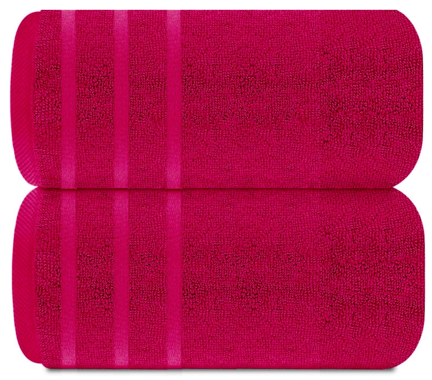 TEXTILESY Pack of 2 Super Jumbo Bath Sheet Premium 100% Egyptian Combed Cotton 100 x 200 cm-600 GSM Super Soft Large Bath Sheet Towels (Cotton, Hot Pink)