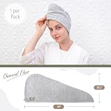 myHomeBody Hair Towel Wrap Luxury Rapid-Dry Turban Charcoal Fiber Gray view 3
