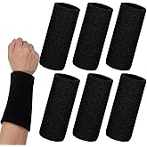 6 Pcs 6 Inch Wrist Sweatbands Wrist Sweat Bands for Men Women Elastic Athletic Wrists Bands Tennis Wrists Band for Basketball Workout Running