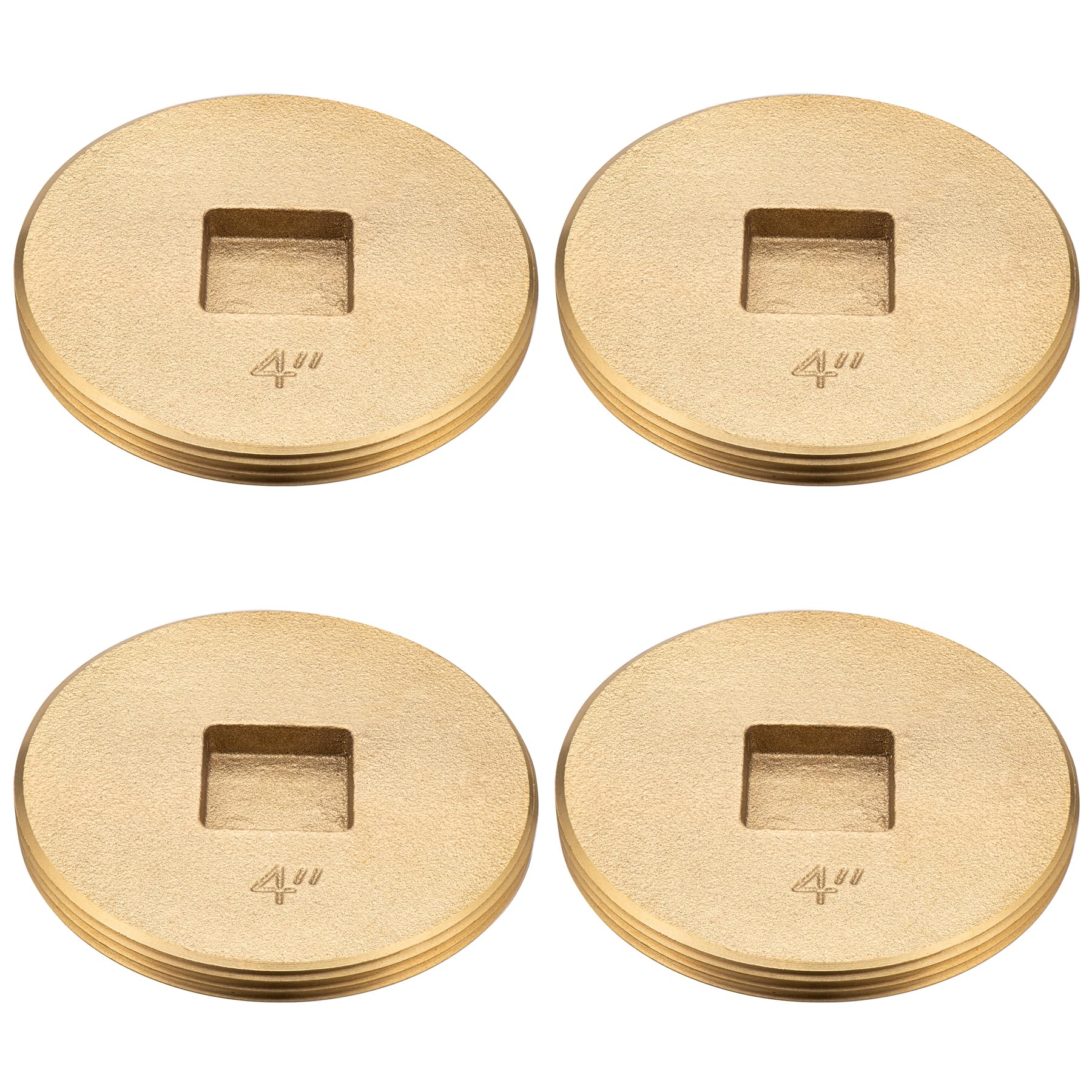 Photo 1 of (4 Pack) Asterbacks 4 inch Sewer Cleanout Cap Brass Plug, Countersunk Design for 4 inch NPT Pipe QJG-4-A(4 PCS)