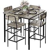 TJYGO Kitchen Table and Chairs of 4, 5 Piece Dining Table Set | Sturdy Industrial Space Saving Dinette Set for Pub, Family Dinners, Apartment, Gray