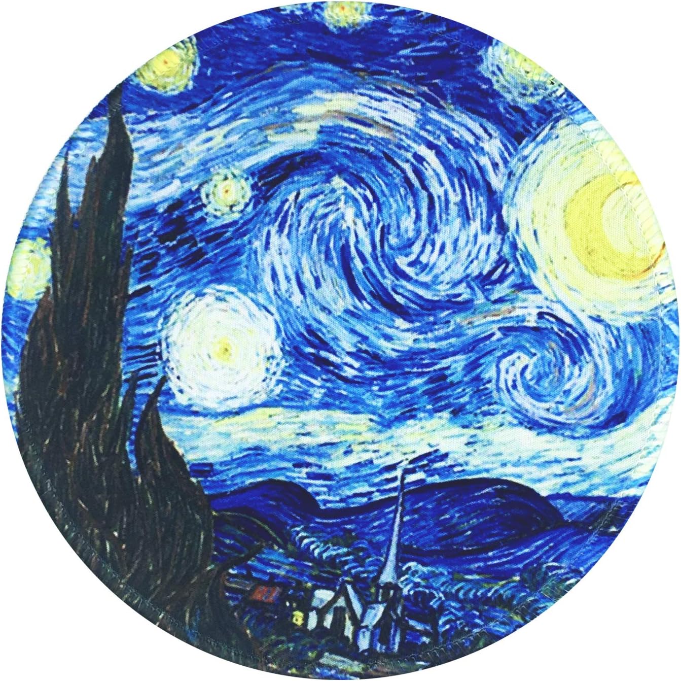 LESHIRY Mouse Pad, Round Mouse Mat, Cute Mouse Pad with Design, Non-Slip Rubber Base Mousepad with Stitched Edge, Waterproof Office Mouse Pad (Starry Art)