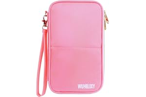 WUHBJJXY Multifunctional, Practical, RFID Family Passport holder, Travel Wallet (Pink), Travel Document Organizer, Passport Bag, Three-layer Design, Multiple Pockets，Big Storage