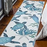 Tritard Coastal Sea Turtles Hallway Runner Rug 2x6 Beach Themed Starfish Area Rug Runner Non-Slip Washable Entryway Doormat I