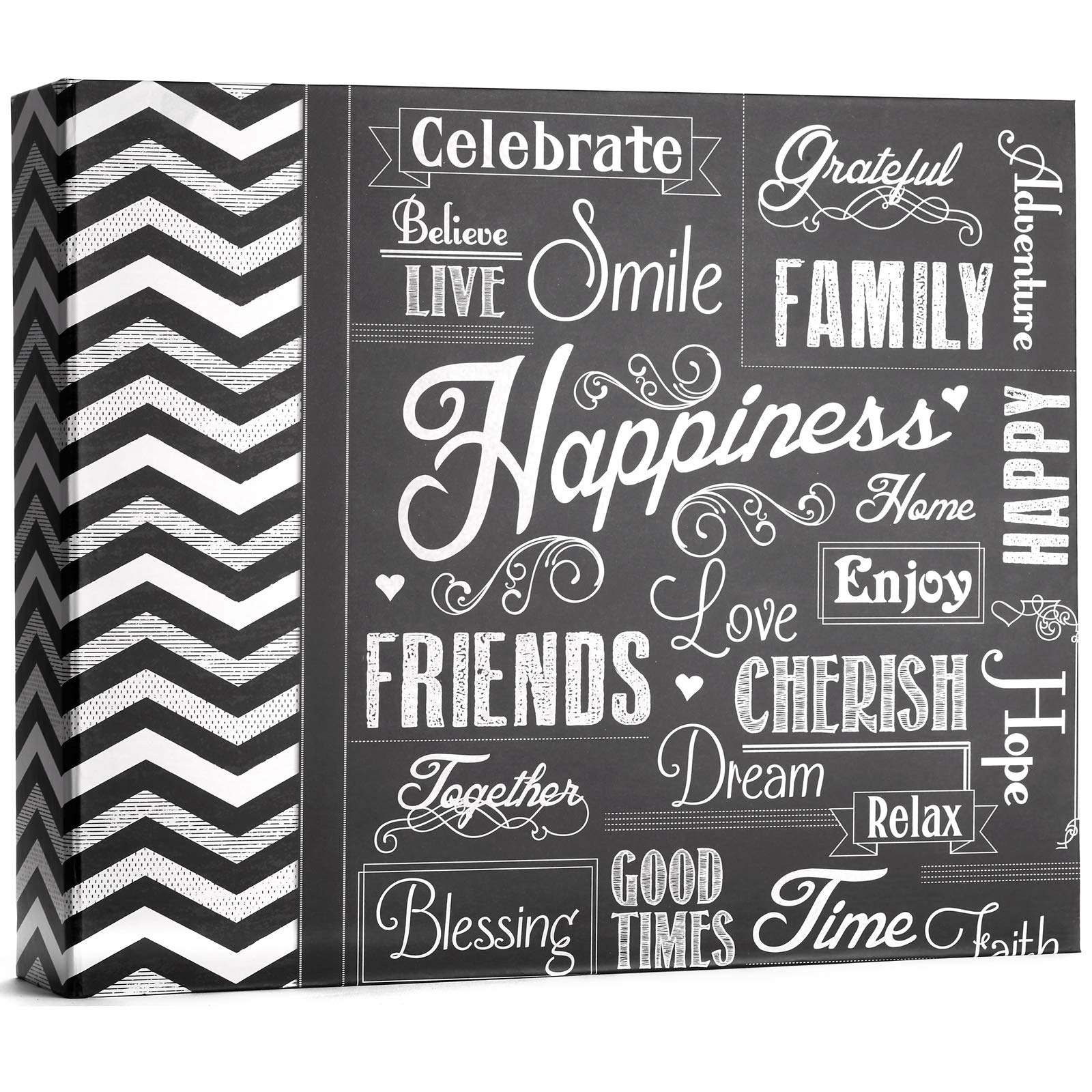 Pioneer Photo Albums Photo Albums T-12CHLK/H 3-Ring Printed Chalkboard Design Binder Happiness Scrapbook, 12 x 12 inches,