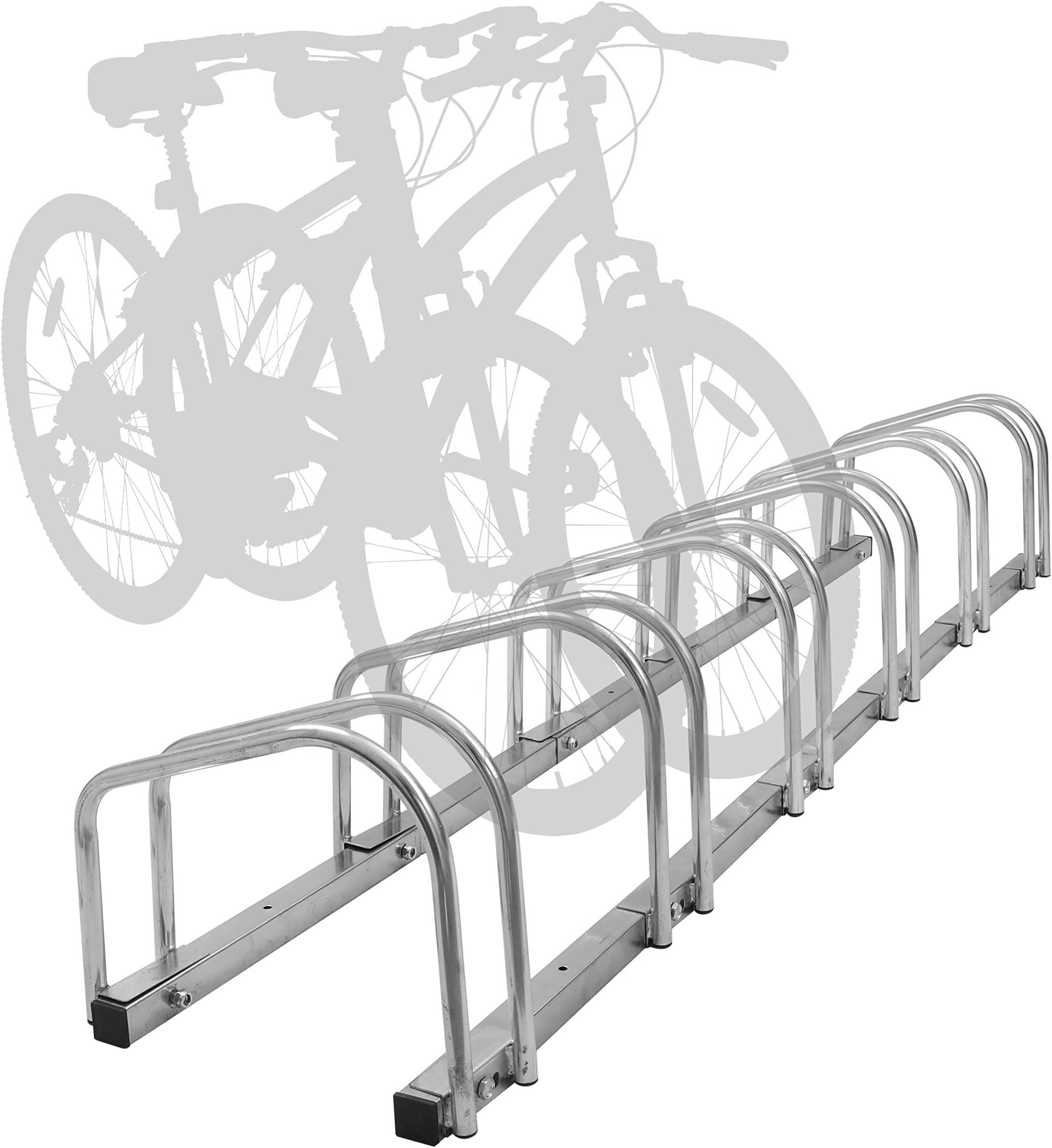 Hromee Bike Floor Parking 1-6 Rack Adjustable Bicycle Storage Organizer Stand for Garage, Silver