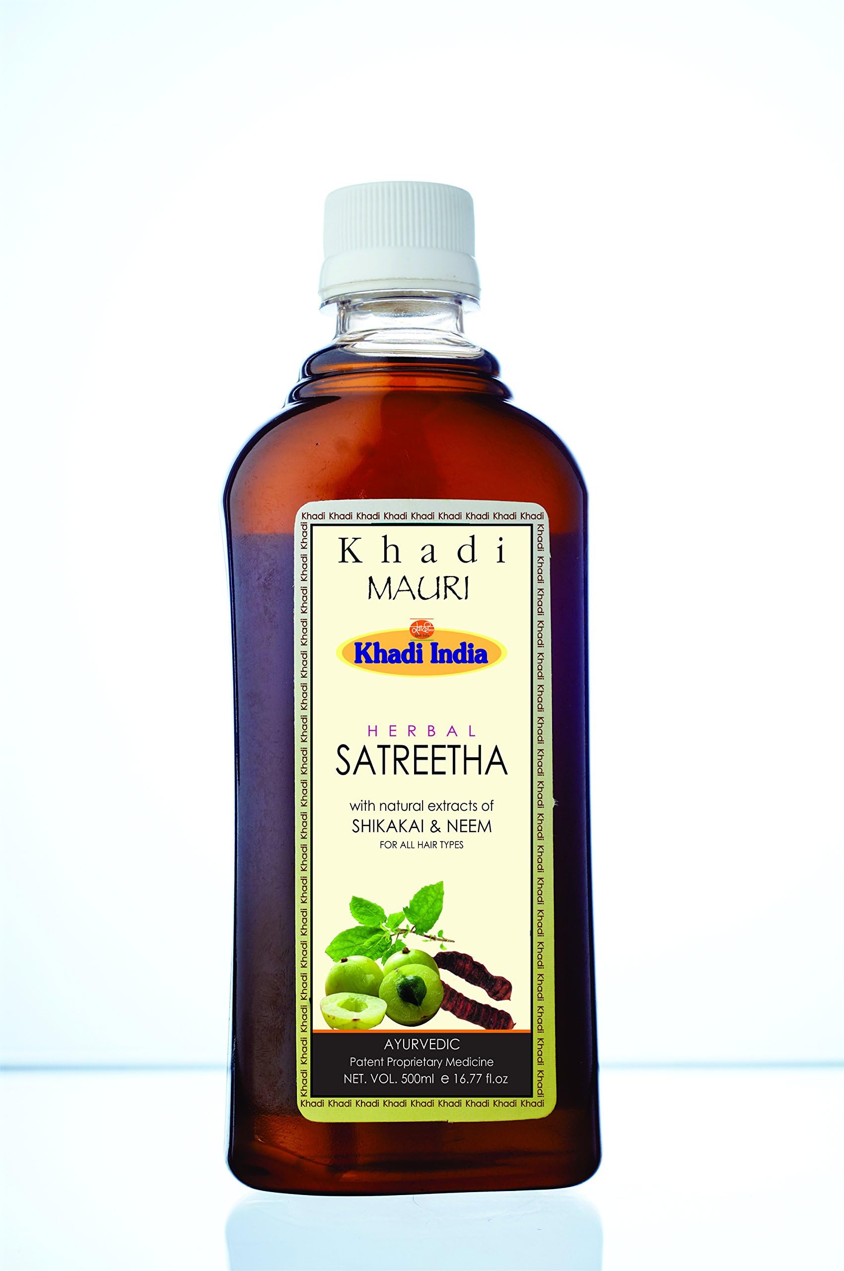 KHADI Satreetha Herbal Shampoo Enriched with Shikakai and Neem - Anti Hairfall & Root Strengthening - 500 ml