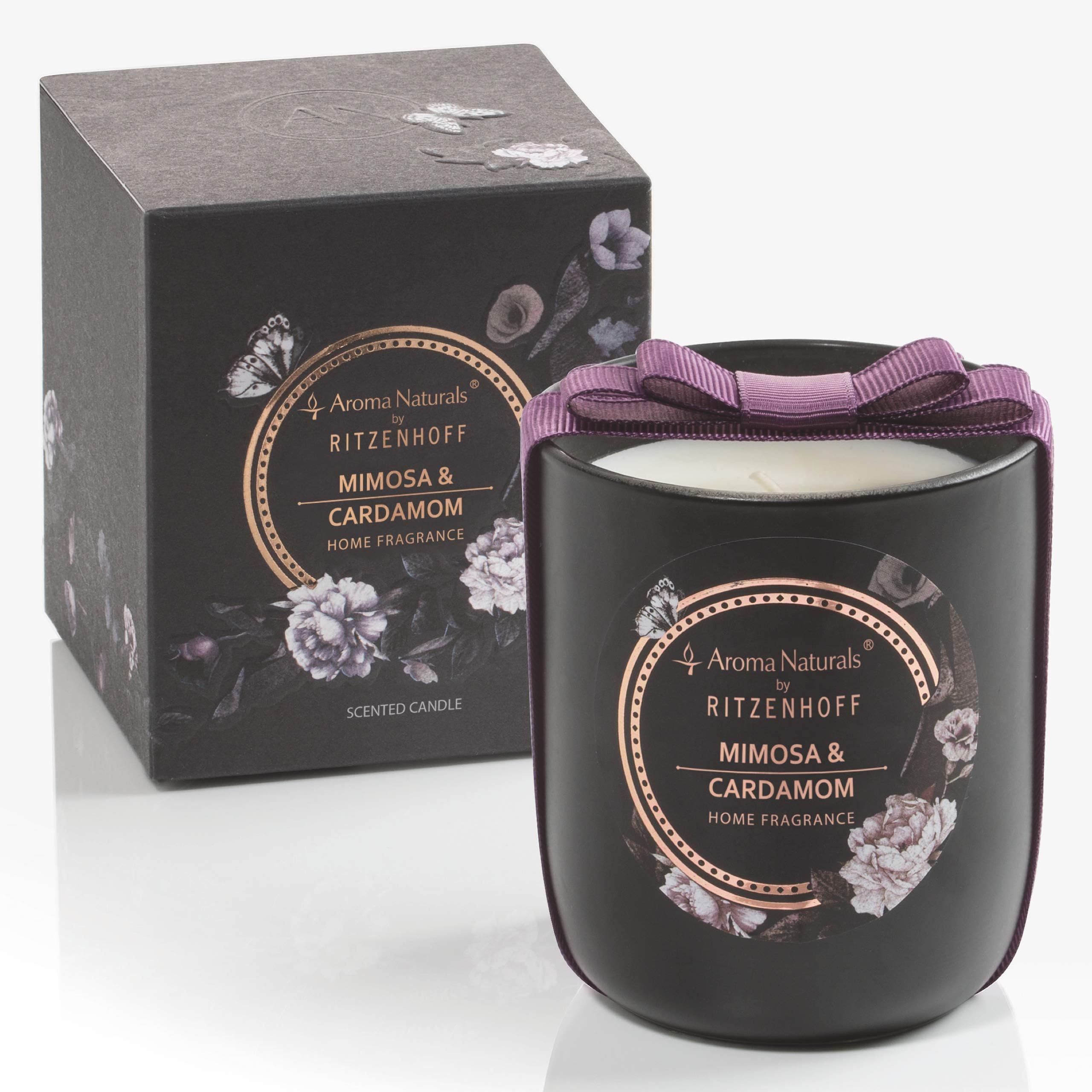 RITZENHOFF Aroma Naturals Noir Scented Candle Mimosa & Cardamom Supplied in a Gift Pouch Unique Jewellery