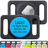 GoTags Designed for Airtag Engraved Dog Collar Holder, Personalized Case | For Pet Collar, Up to 4 Lines of Custom Text, Slide On Tag for GPS Dog Tracker Compatible with Apple iPhone (Large Pack of 1)
