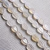 Natural Stones, Leaf Shape Beading White Agate Gemstone Loose Beads for Jewelry Making 10X14mm 8.3 inches