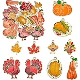 COGCHARGER 40Pcs 10 Styles Thanksgiving Day Fall Charms for Jewelry Making Maple Leaf Turkey Pumpkin Charms Alloy Enamel Pendants for DIY Necklace Bracelet Earrings Jewelry Accessories