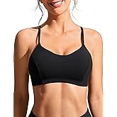 CRZ YOGA Tie Back Bikini Tops for Women - Padded Lace Up V Neck Swim Bathing Suit Bra