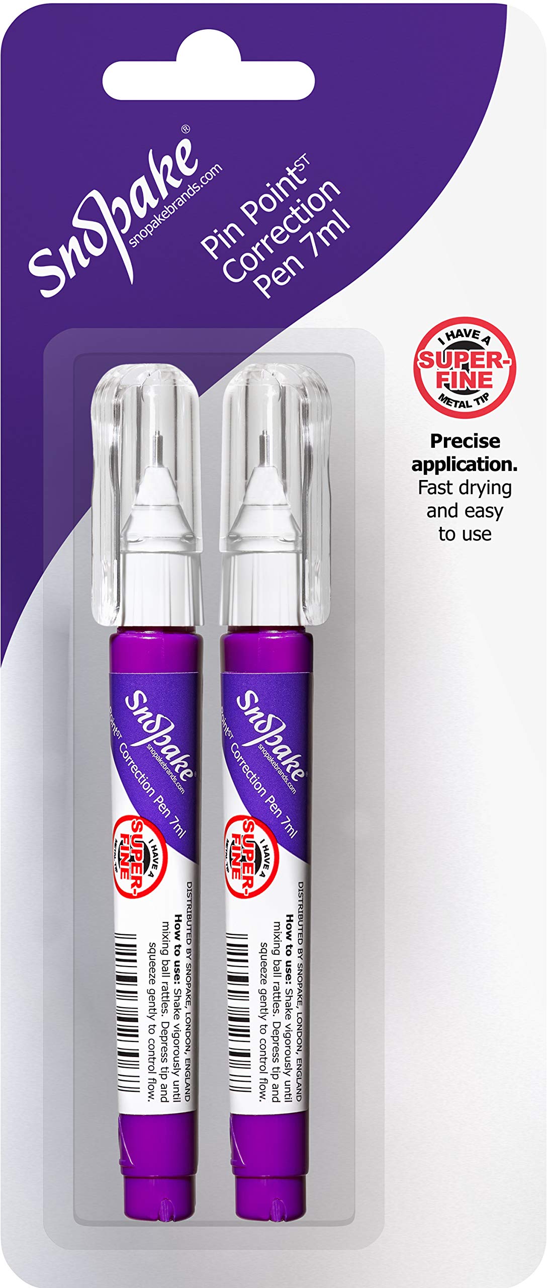 Snopake PinPoint Correction Pen - 7 ml [Pack of 2] Ref: 15835