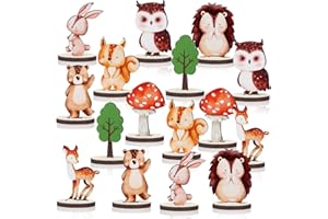 16 Pcs Woodland Animals Wood Table Centerpieces Woodland Baby Shower Decorations Forest Animals Cutout Shapes Creatures Table
