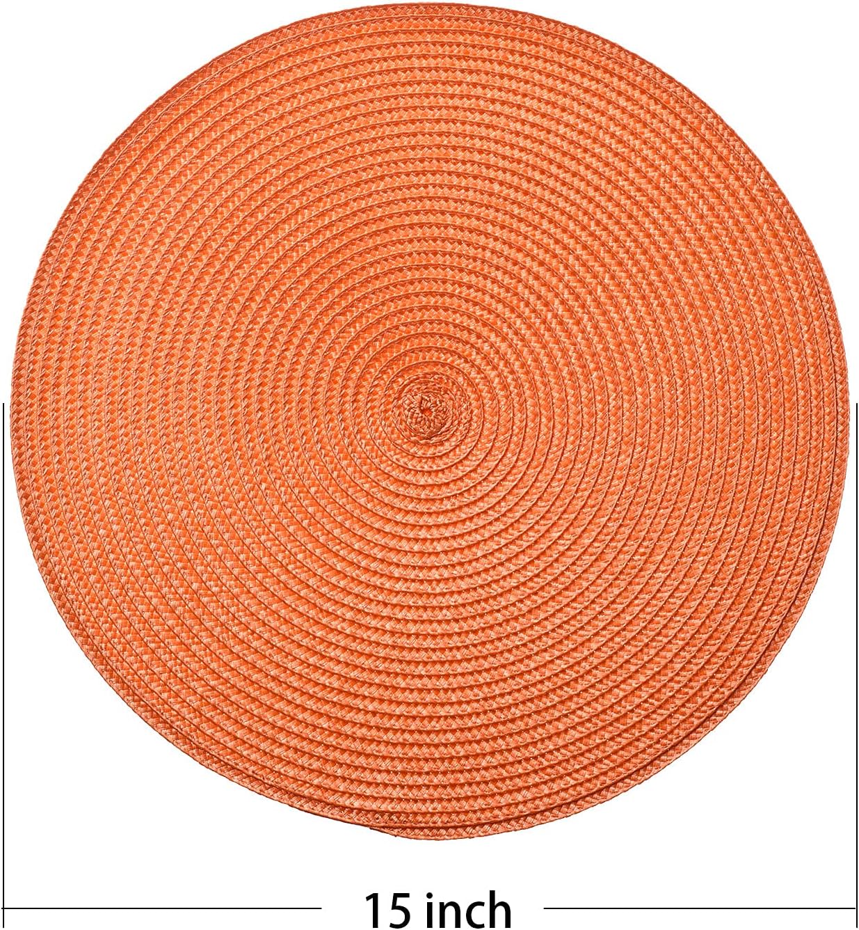 AHHFSMEI Round Braided Placemats 15 Inch Round Table Mats for Dining Tables Woven Heat Resistant Place mats Set of 6 (Orange): Home & Kitchen