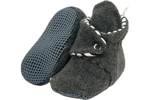 Ella Bonna Fleece Baby Booties, Three Snap Baby Slippers, Unisex Baby Gifts, Non-Slip Newborn Booties for Boys and Girls, Infant Baby Shower Shoes Months