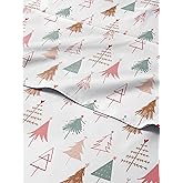Split King Christmas Tree Sheet Set - Holiday Xmas Pattern Bedding Set - Deep Pockets - Snug Fit - 5 Piece - Wrinkle Free - Comfy & Cooling Festive Winter - Holiday Sheets for Women, Men, Kids & Teens