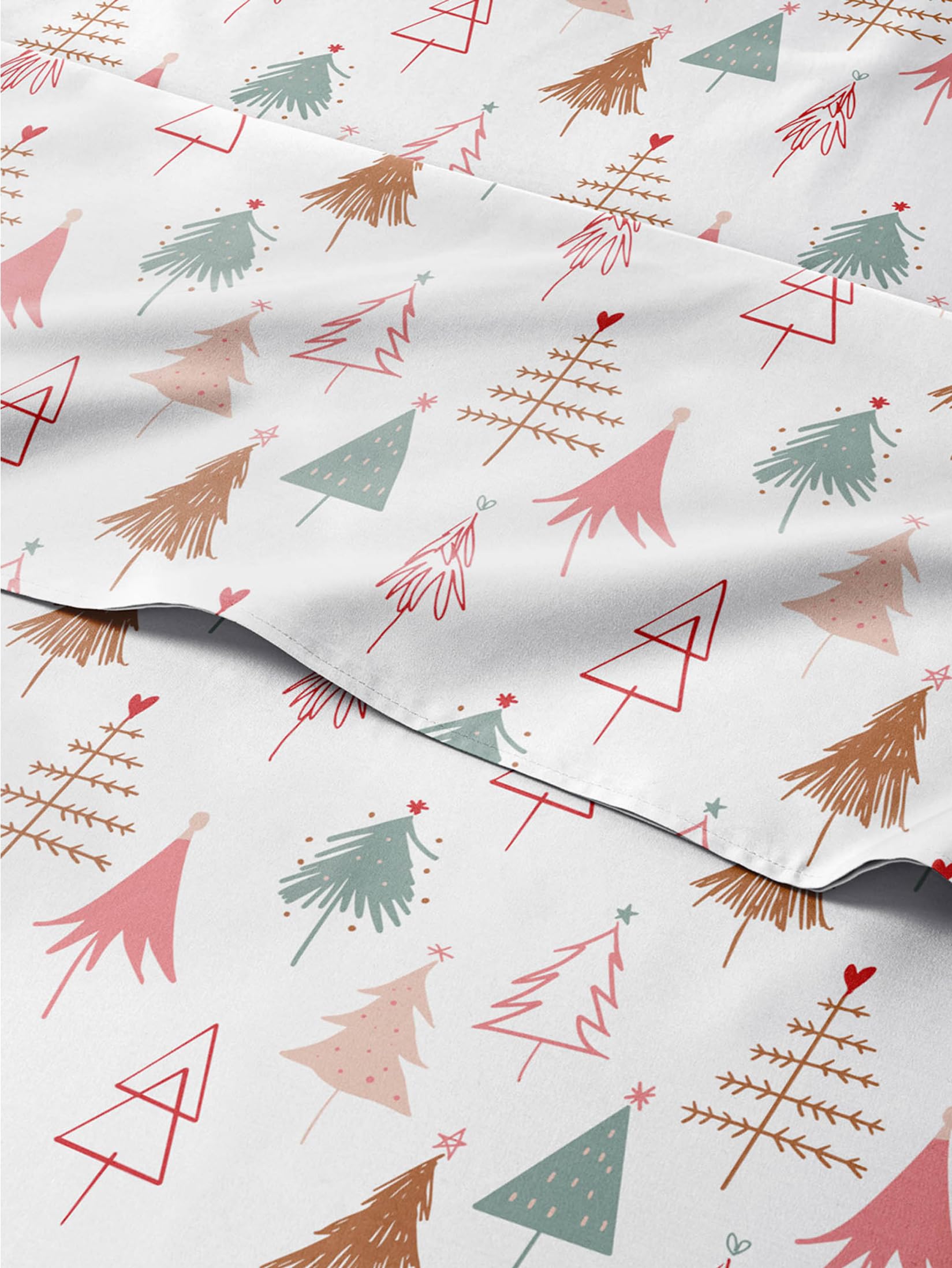 Split King Christmas Tree Sheet Set - Holiday Xmas Pattern Bedding Set - Deep Pockets - Snug Fit - 5 Piece - Wrinkle Free - Comfy & Cooling Festive Winter - Holiday Sheets for Women, Men, Kids & Teens Image